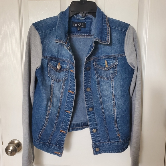 Jean and gray sleeve jacket size Medium - Picture 8 of 15